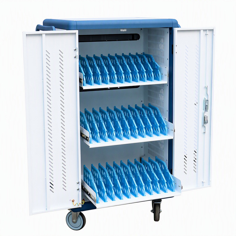 AD Aluminum alloy Series 30 way AC charging notebook charging cart with Drawer
