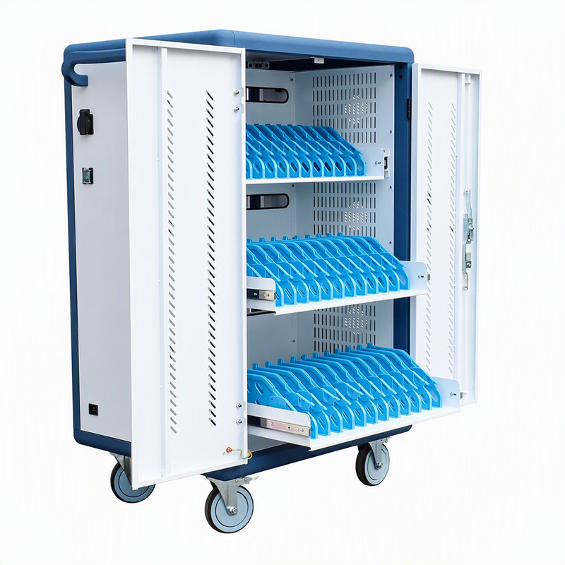 AD Aluminum alloy Series 36 way AC charging notebook charging cart with Drawer