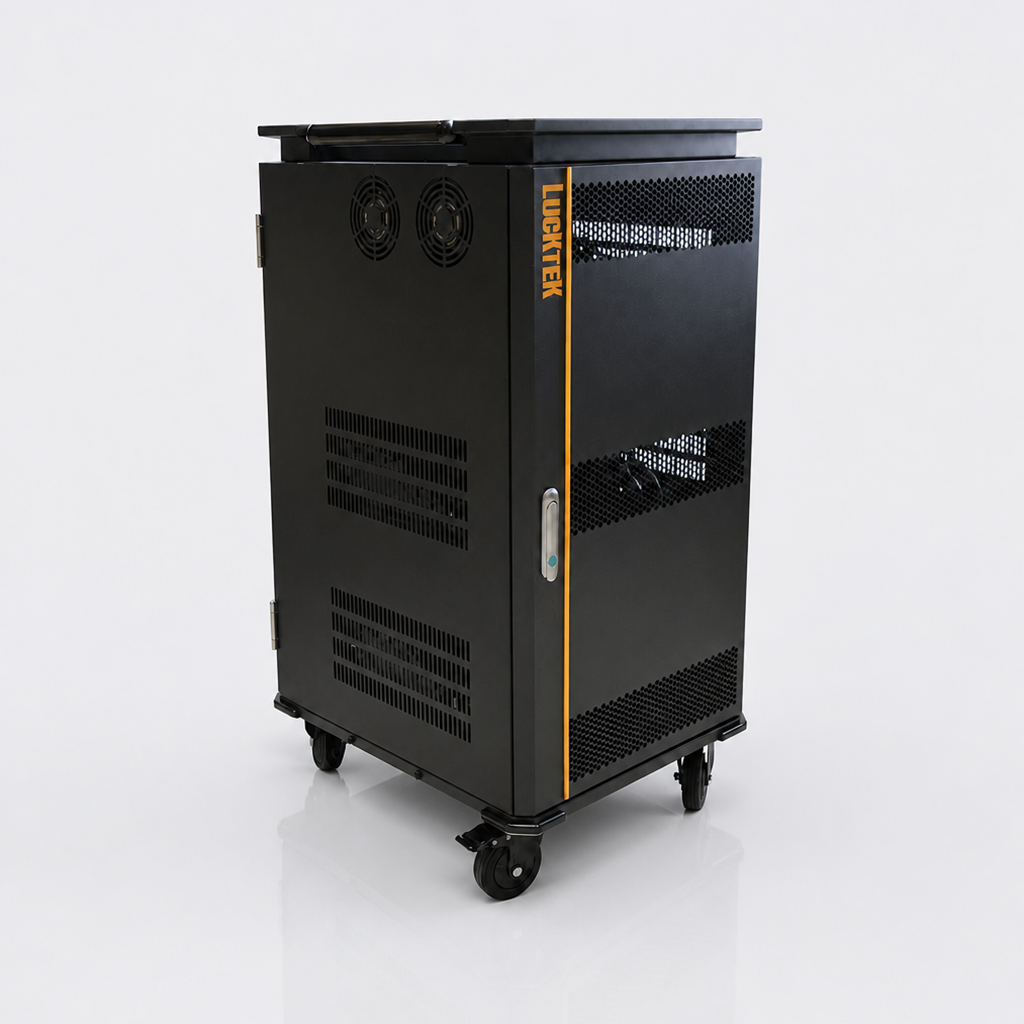 30-Slot 3-Zone Charging Trolley with Storage for Schools