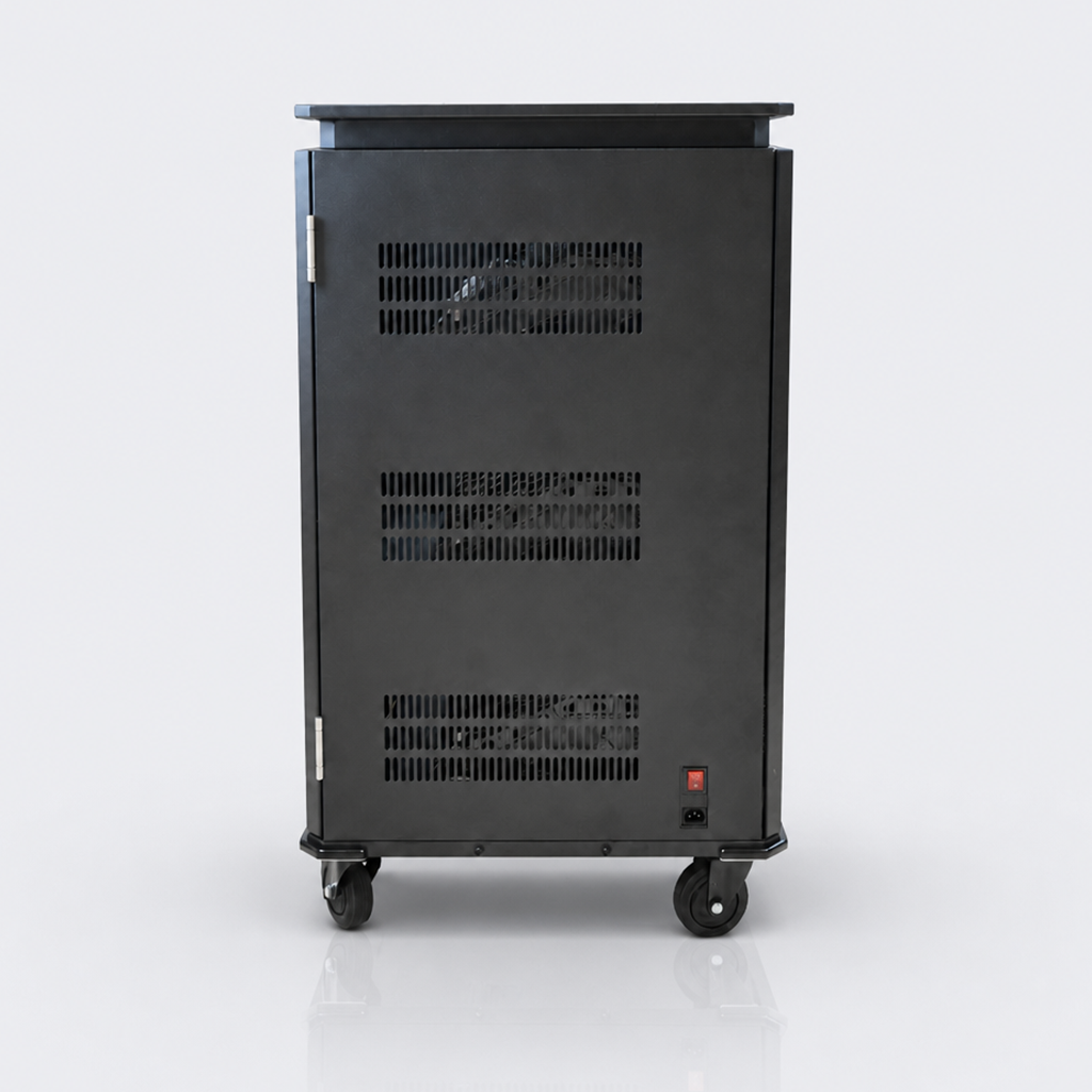 30-Slot 3-Zone Charging Trolley with Storage for Schools