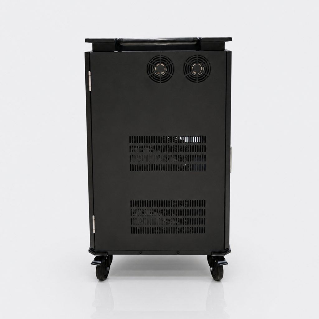 30-Slot 3-Zone Charging Trolley with Storage for Schools