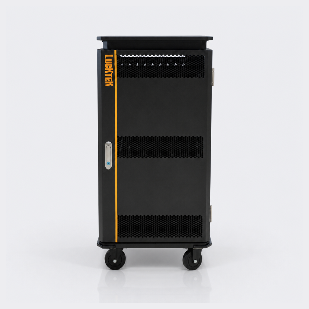 30-Slot 3-Zone Charging Trolley with Storage for Schools