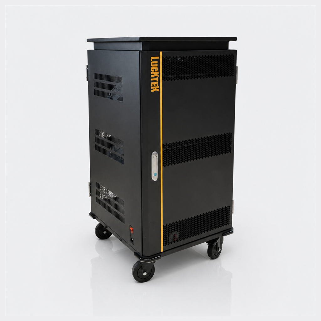 img of 30-Slot 3-Zone Charging Trolley with Storage for Schools