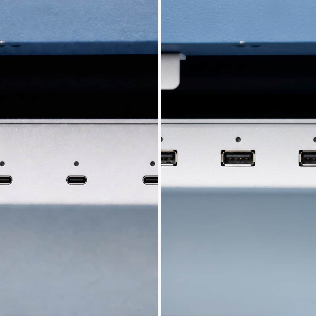 Built-in USB-A, Type-C, and AC direct-charging modules in 30 way AC Laptop Charging Cart