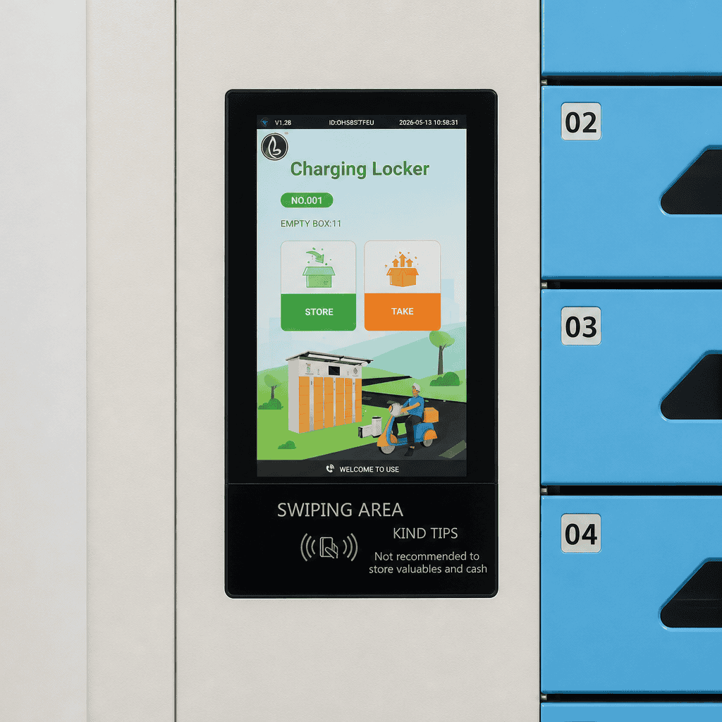 Secure PIN code and card lock access for 8-slot smart charging storage locker